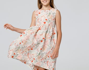 Floral Smock Linen Dress for Girls | Timeless Style and Elegance, Son de Flor