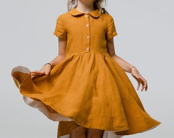 Classic Yellow Linen Dress for Girls | Timeless Style and Elegance, Son de Flor