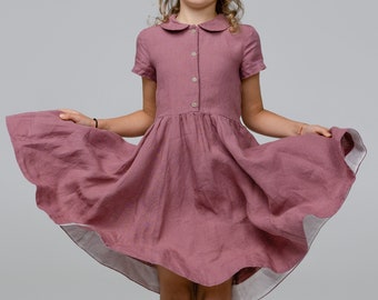 Classic Purple Linen Dress for Girls | Timeless Style and Elegance, Son de Flor