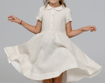 Classic White Hemp Dress for Girls | Timeless Style and Elegance, Son de Flor