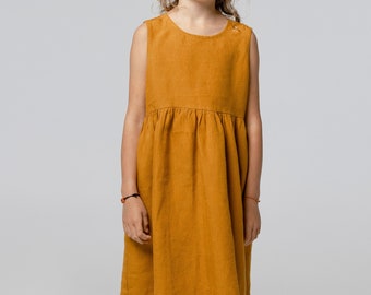 Yellow Smock Linen Dress for Girls | Timeless Style and Elegance, Son de Flor