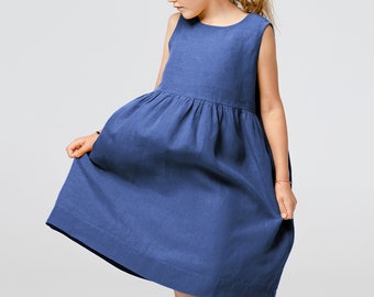 Blue Smock Linen Dress for Girls | Timeless Style and Elegance, Son de Flor