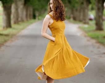 Casual Yellow Dress - Etsy