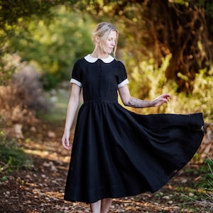 Black Peter Pan Collar Dress Etsy