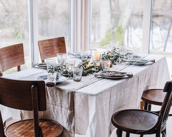 LINEN TABLECLOTH | Washed Linen Tablecloth, Tablecloth Rectangle Linen, Large White Tablecloth | Son de Flor