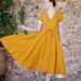 YELLOW DRESS | Linen Wrap Dress, Long Summer Dresses, Tunic Dresses, Beach Dresses For Women, Marigold Dress, Sondeflor