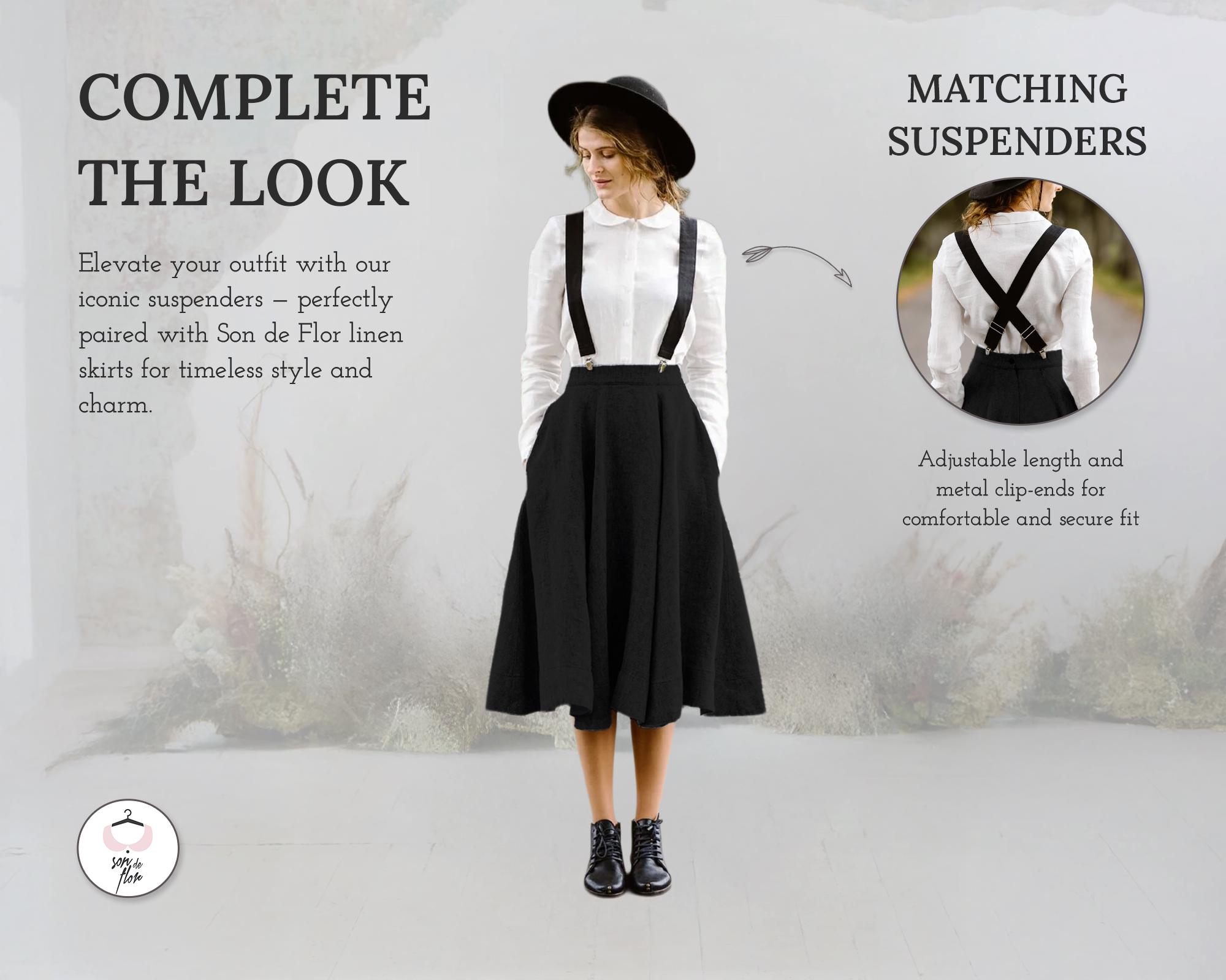 WOMEN SUSPENDERS Black Vintage Style Suspender, Accessories Gift