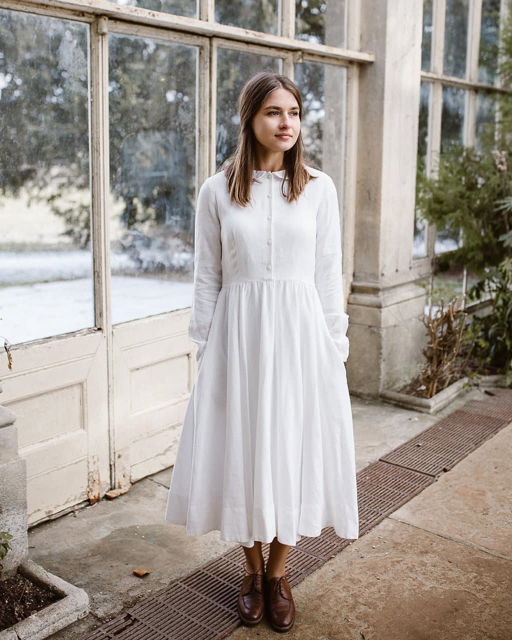 Linen Dress Vintage Linen Dress Long Linen Dress White Etsy