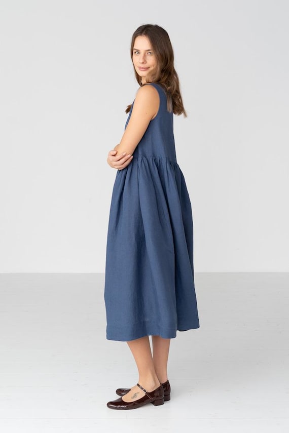 sleeveless smock midi dress DKNY Women's Sleeveless Smocked Midi A-Line Dress in Java
