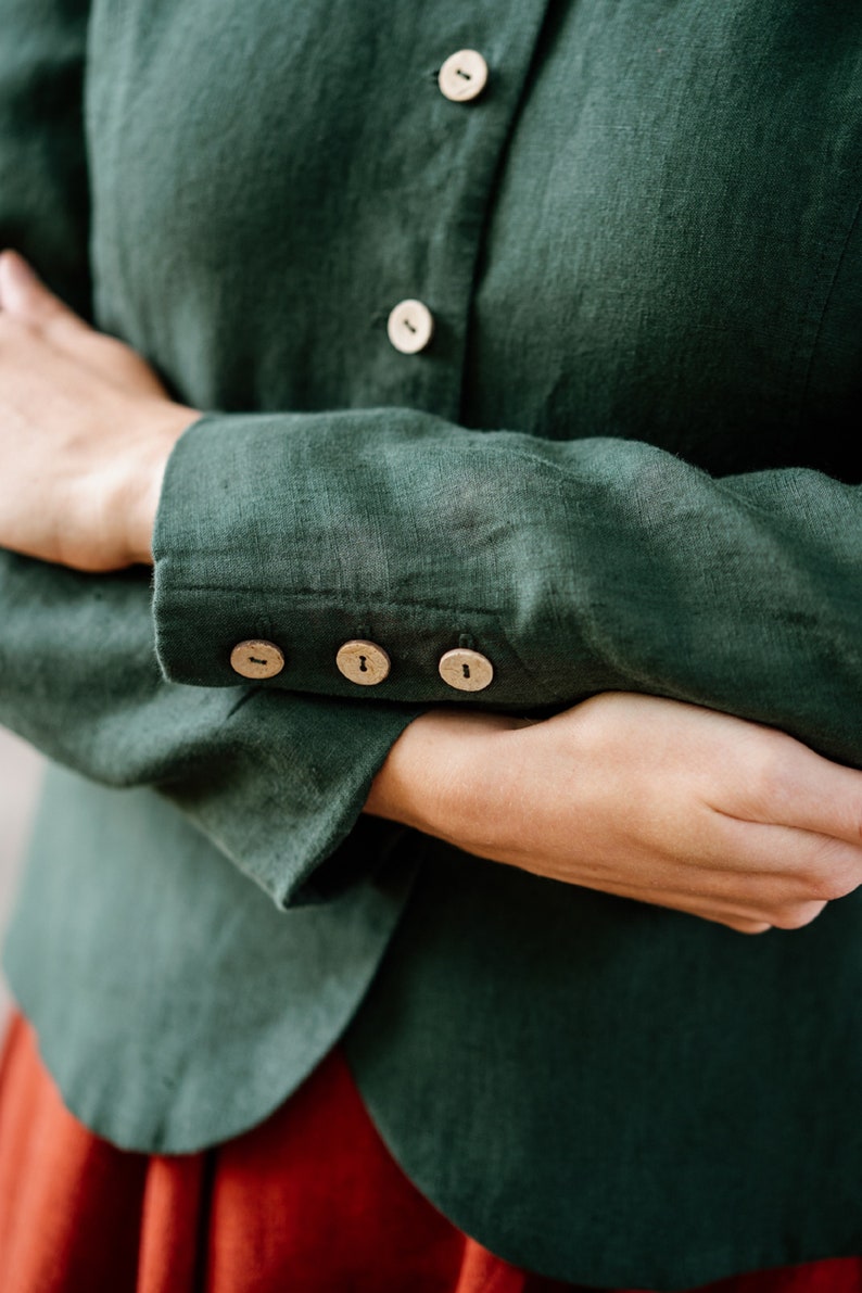100/% Organic Linen,Fitted Blazer Sustainably Made Timeless Soft LinenClassic Jacket Emerald Green Jacket Lightweight Elegant Jacket