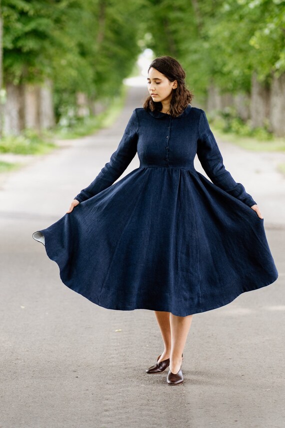 robe bleu manche longue
