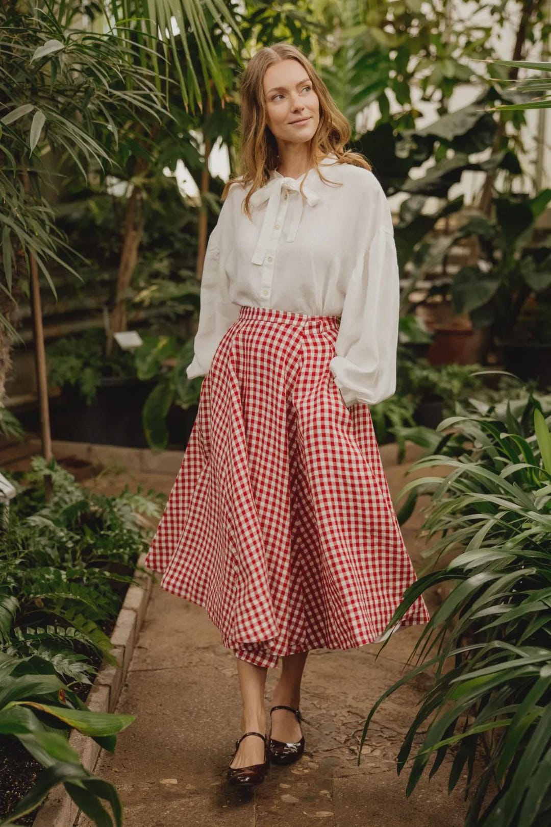 Wrap – Full-circle Linen Skirt, Red Gingham - Etsy