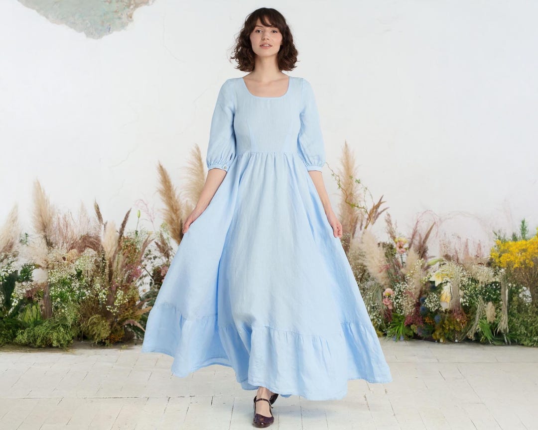 Sky sleeveless linen dress main image 1