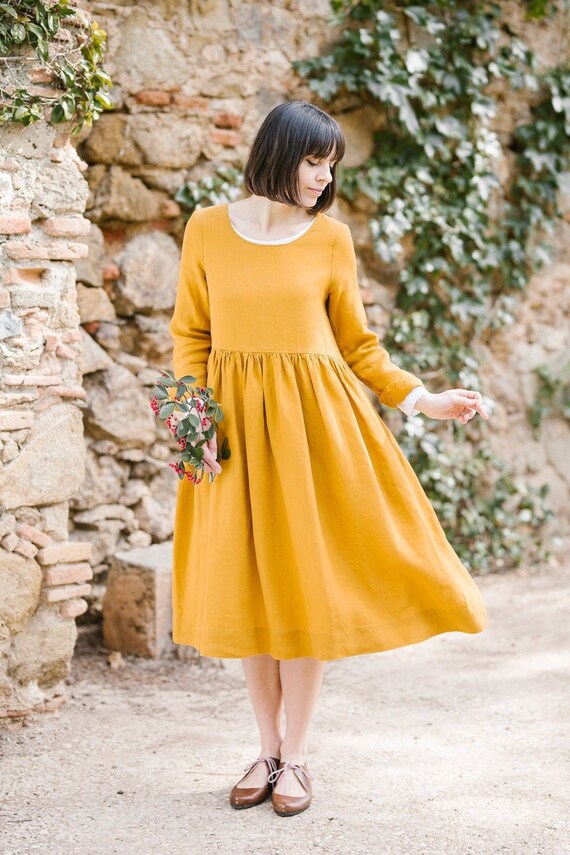 smock dress linen