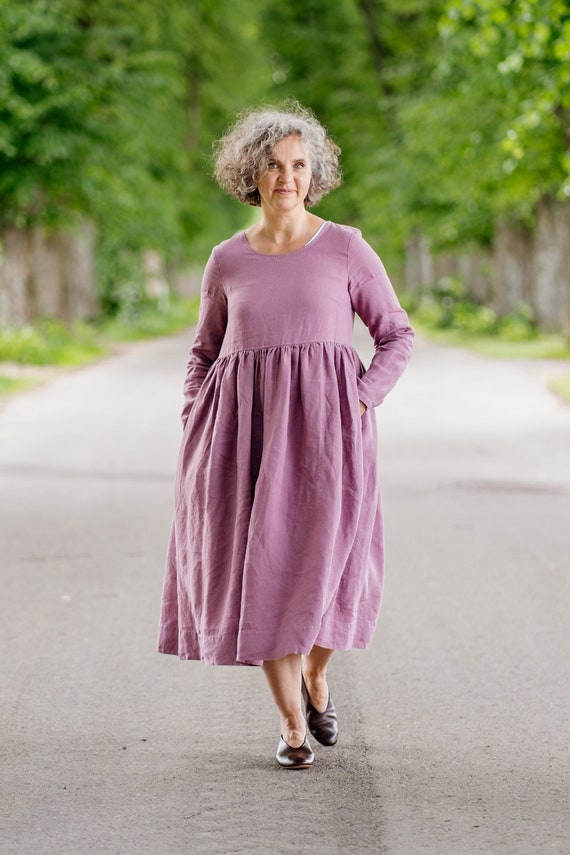 smocked linen dress