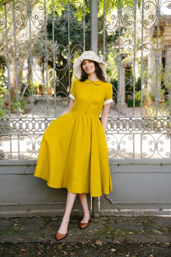 peter pan collar knee length dress Classic F/24