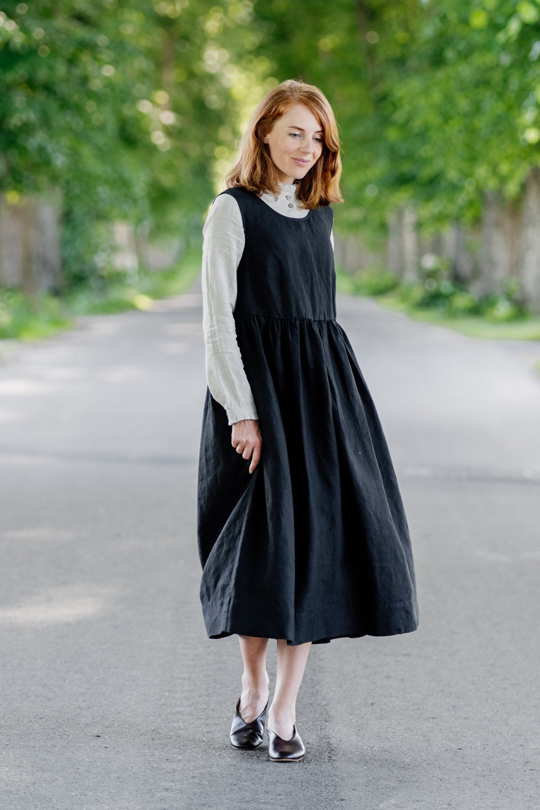 SMOCK DRESS WOMENS Tunic Linen Dress 