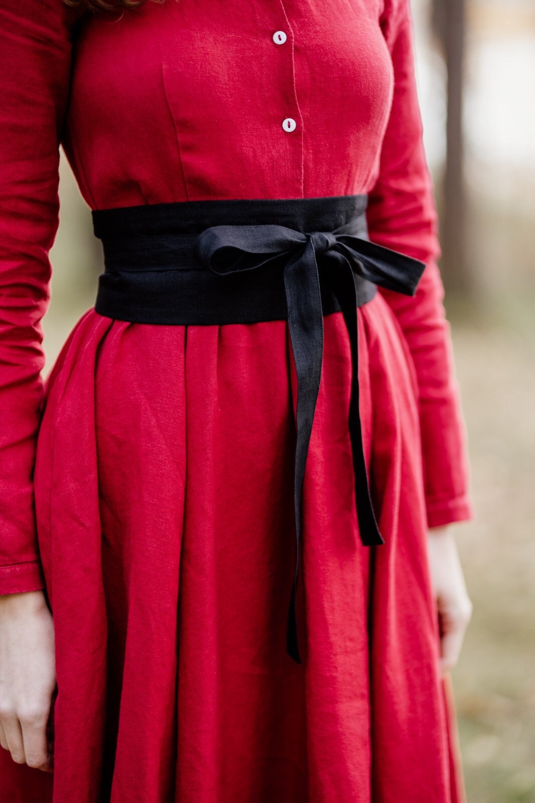 BLACK LINEN BELT Obi Belt Timeless 