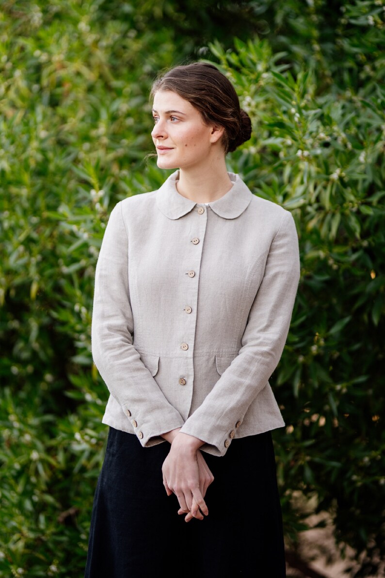 100/% Organic Linen,Fitted Blazer Sustainably Made Timeless Soft LinenClassic Jacket Emerald Green Jacket Lightweight Elegant Jacket