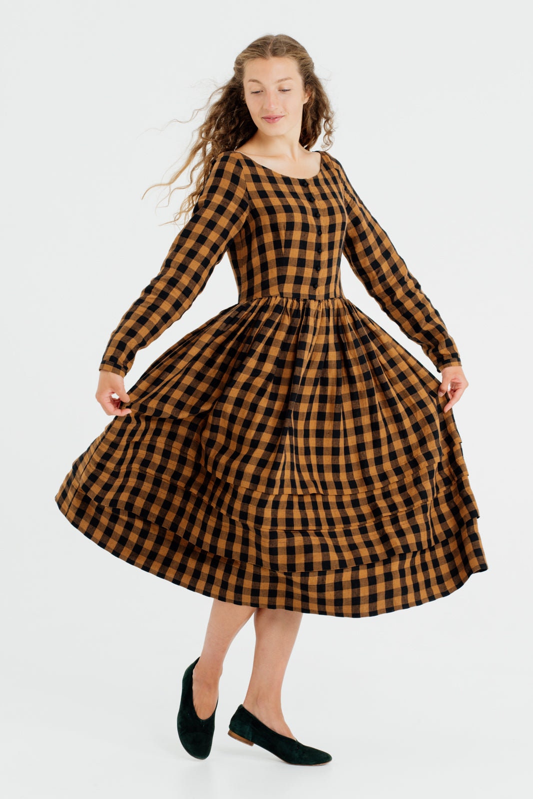 ANDMARY】Cecily check long dress - ワンピース ANDMARY】Cecily check long dress - ワンピース