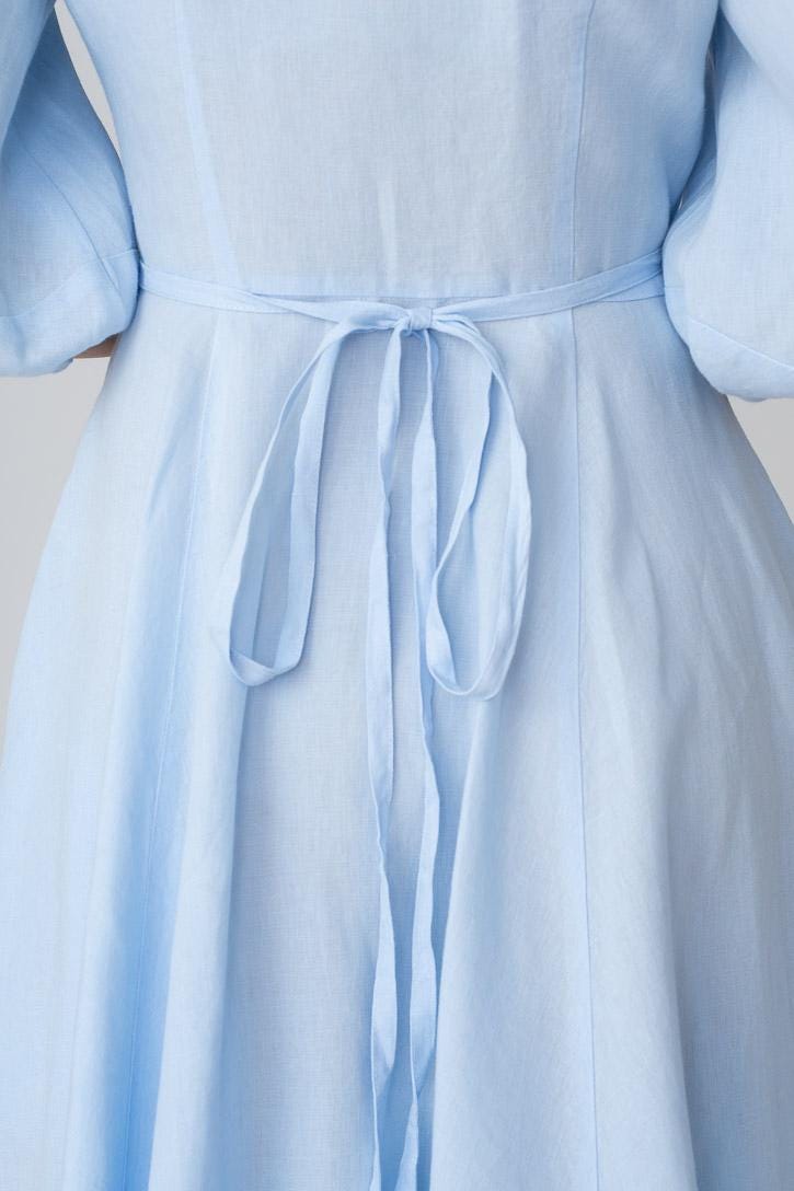 steel blue dress shirt Sky Blue Crepe V-Neck Floaty Maxi Dress main image 0