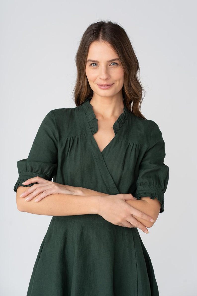 Evergreen Wrap Darcy Dress with Short Sleeves image 6