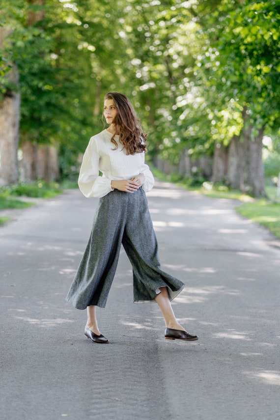 PANTALONI LARGHI IN LINO/ Pantaloni a gamba larga Pantaloni | Etsy Italia