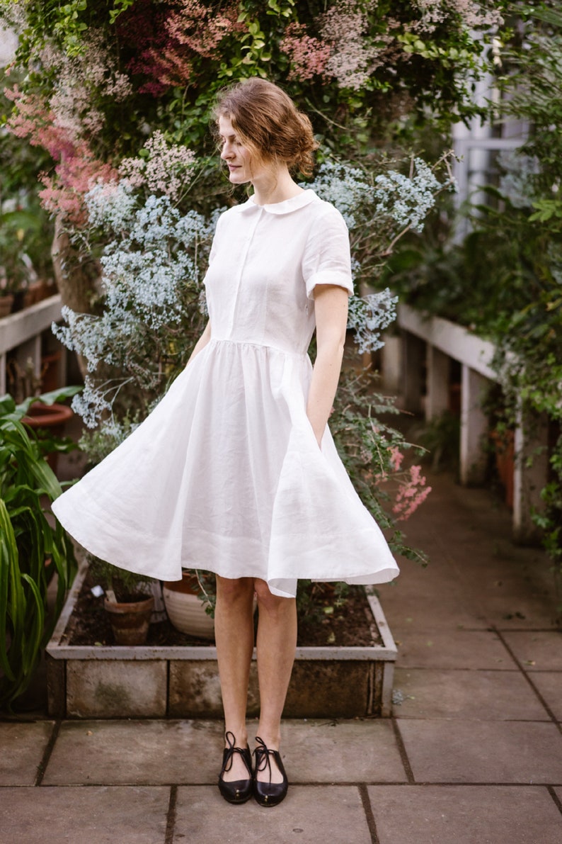 Classic Dress,Linen Shirt Dress Short Pink Linen Dress,Pink Dress,Elegant Summer Dress,Son de Flor Dress Vintage StyleShort Classic Dress