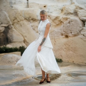 MILKY WHITE SKIRT | Linen Women Skirt, Spring Style, Boho Skirt, Wedding Guest Skirt, High Waist Skirt, Linen Clothing, Maxi Wrap Skirt