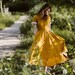 MUSTARD YELLOW DRESS | Linen Dresses For Women, Vintage Midi Dress, Retro Dress, Mid Century Modern, Classic, Son de flor 