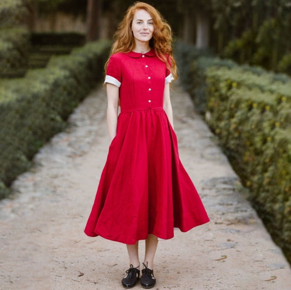 LINEN WRAP DRESS Red Linen Dress, Minimalist Dress, Long Linen Dress, Boho  Circle Dress, Linen Dress for Women, Mother of the Bride Dress -  Canada