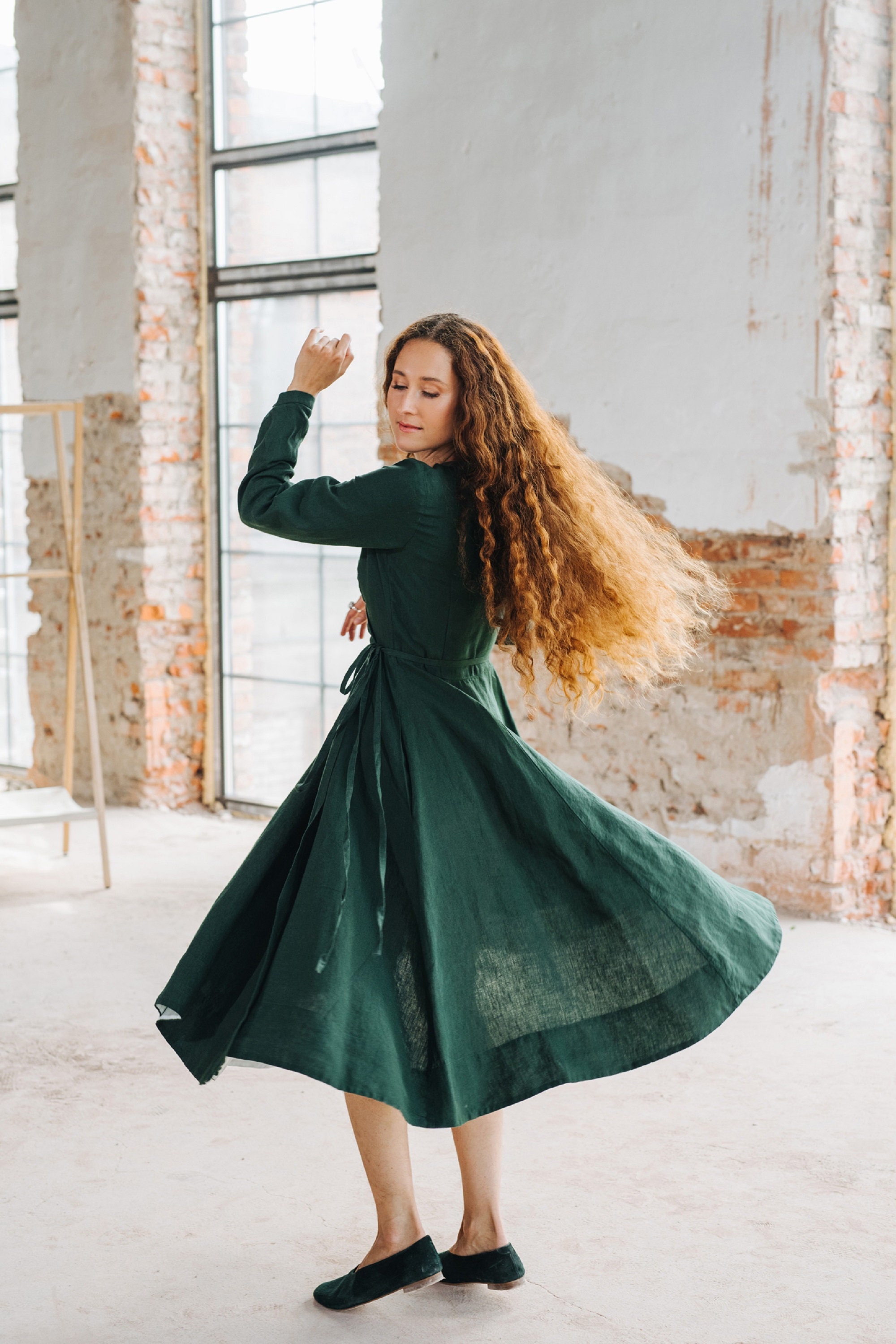 HYKE / ORGANDY WRAP PLEATED DRESS