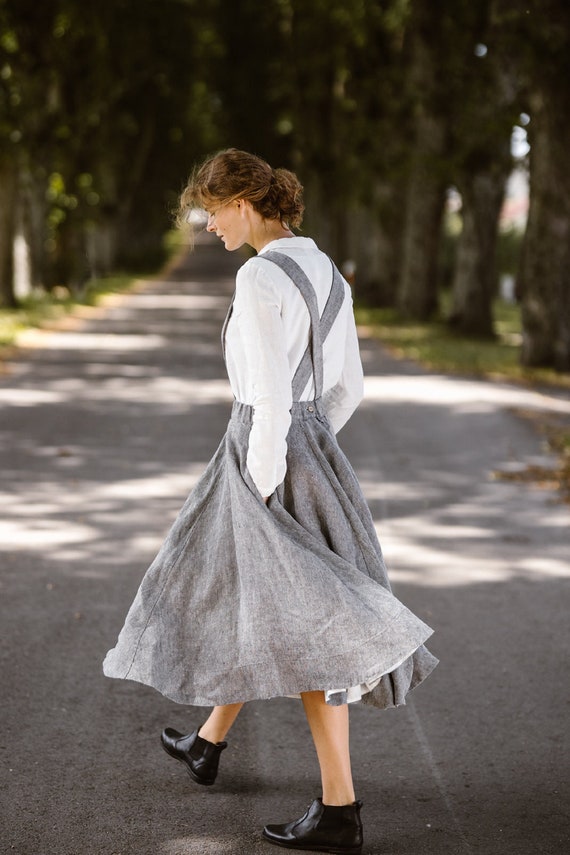 TWILL LINEN SKIRT High Waist Skirt, Fall Clothing, Edwardian Skirt