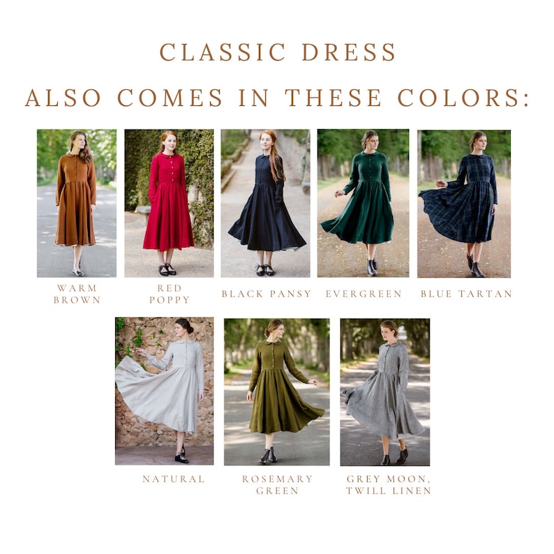 RED LINEN DRESS Mid Century Modern Dress, Cottagecore Dress, Linen Clothing, Victorian Dress, Long Sleeve Dress, Sondeflor Dress image 6