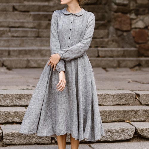 LINEN MIDI DRESS Mid Century Modern Dress Little Women - Etsy