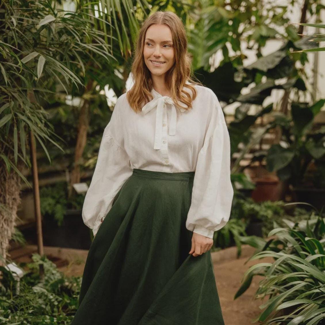 Wrap - Full-Circle Linen Skirt, Evergreen