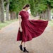 TWIRL DRESS | Dark Red Dress, Linen Dresses For Women, Wedding Guest Dress, Semi Formal Dresses, Retro Clothes, Sondeflor