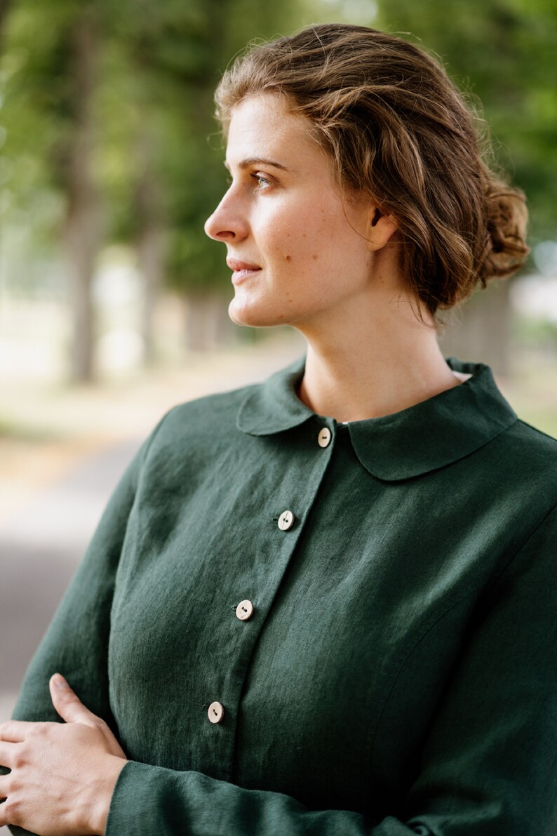 100/% Organic Linen,Fitted Blazer Sustainably Made Timeless Soft LinenClassic Jacket Emerald Green Jacket Lightweight Elegant Jacket