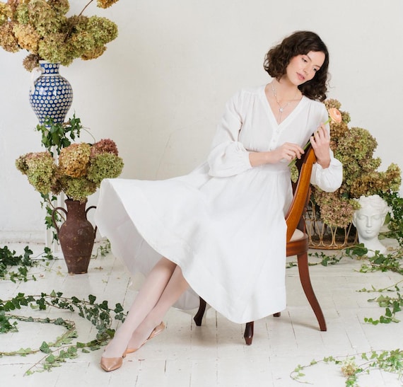 ABITO DA SPOSA IN LINO Abito da ricevimento di nozze semplice