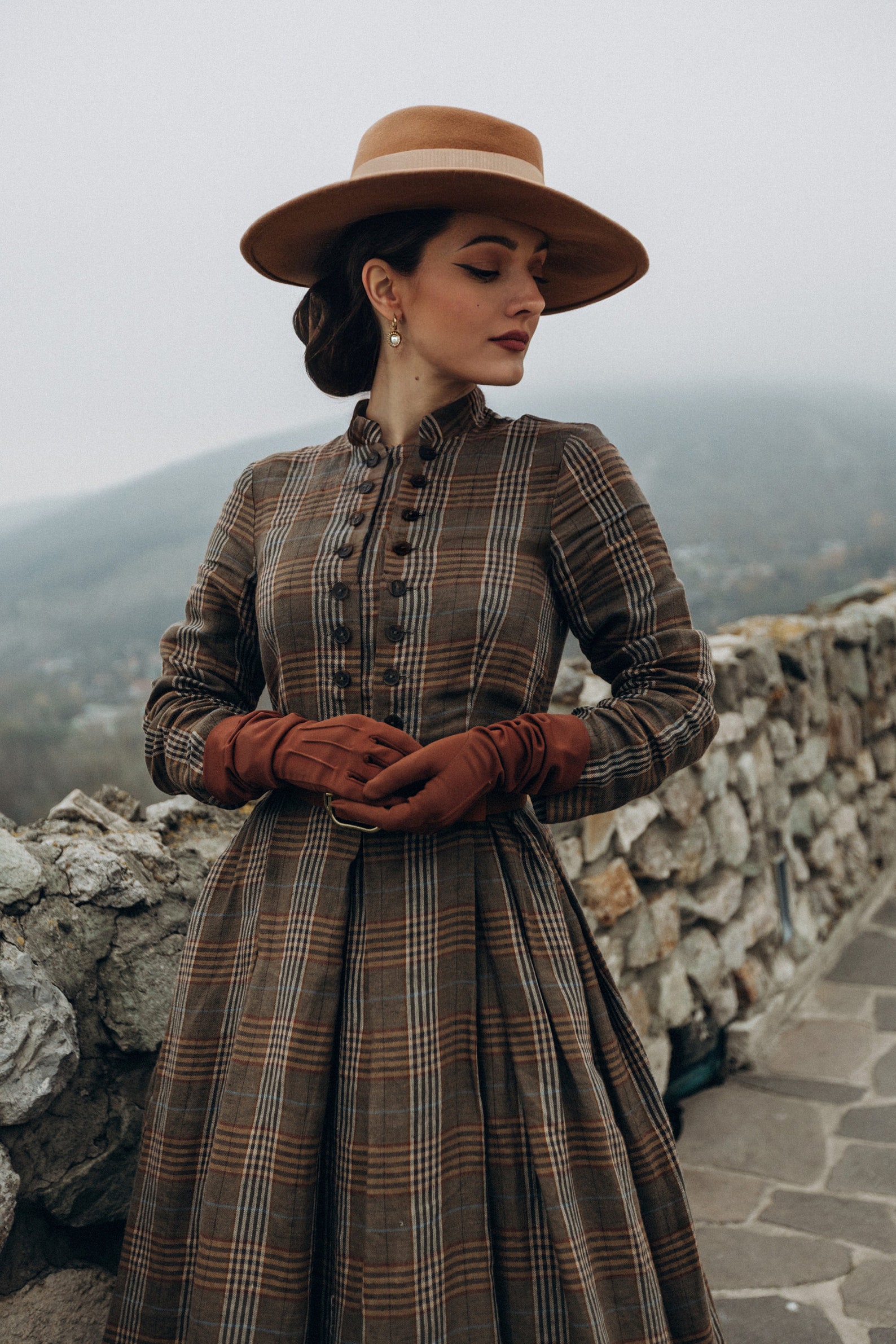 Brown VINTAGE DRESS Plaid Linen Clothing Darling Dress Etsy