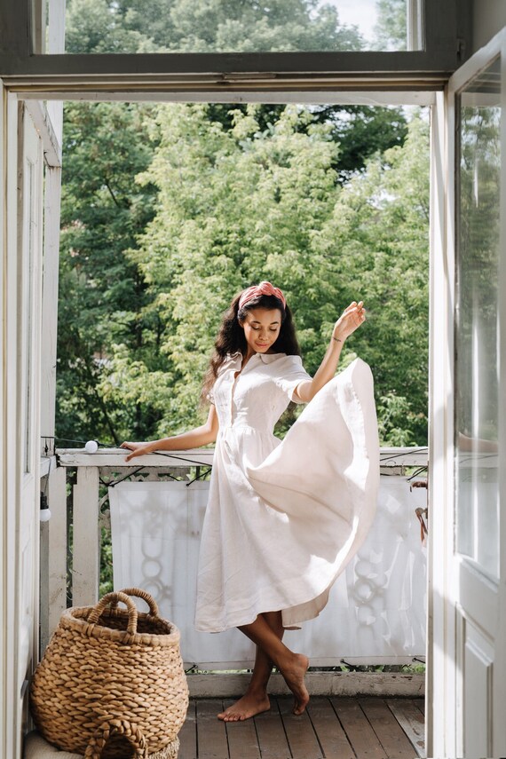 LIGHT PINK DRESS Linen Summer Dresses 
