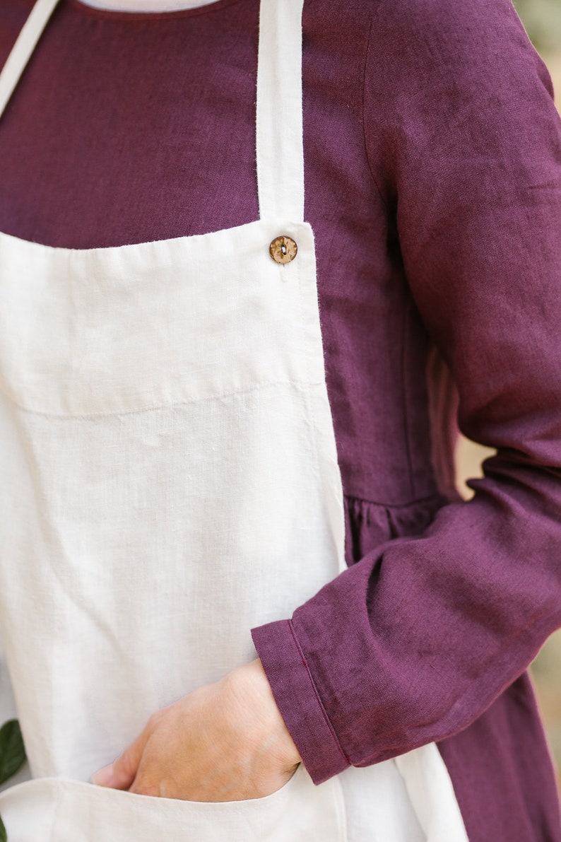 White Apron Linen Apron Traditional Apron Kitchen Clothing Etsy