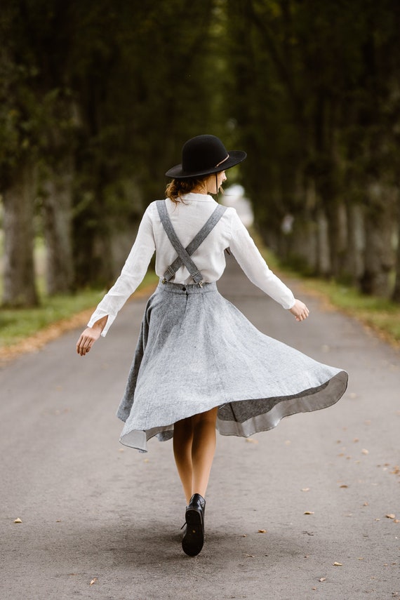 country road twill linen pinafore