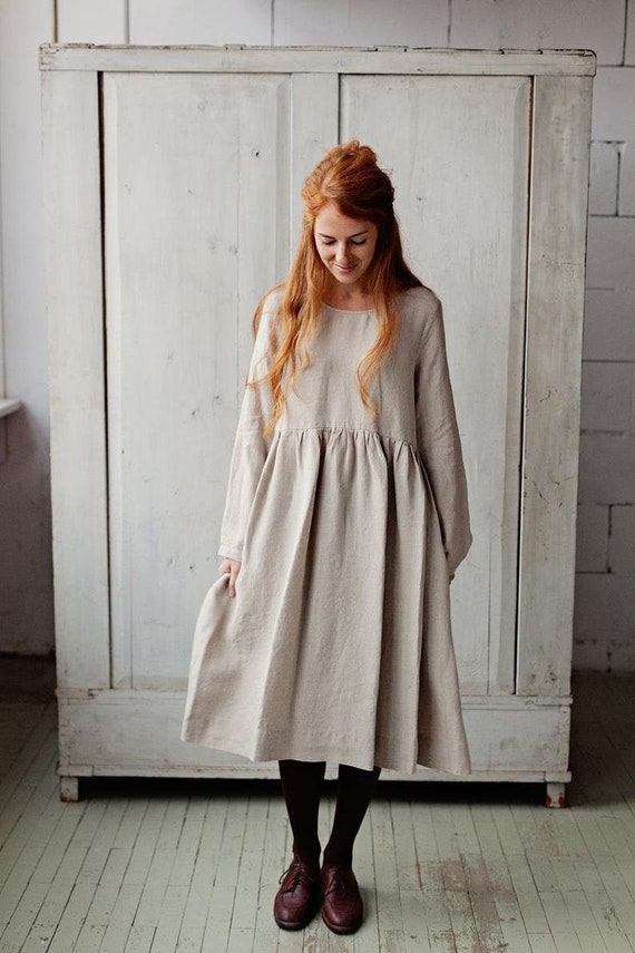 smock dress linen