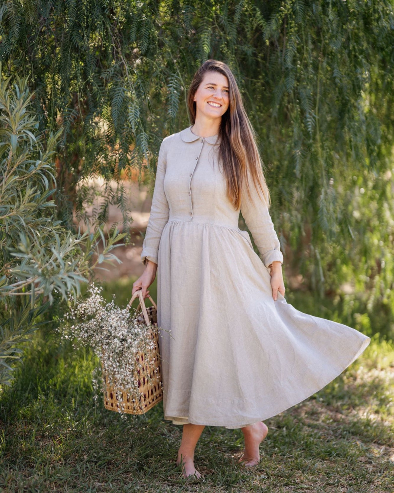 Linen Dress Vintage Linen Dress Long Linen Dress White Etsy
