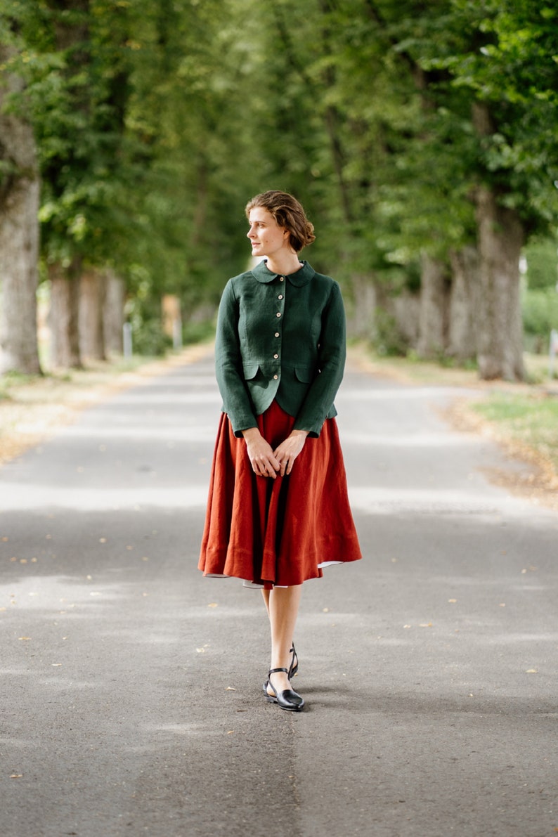 100/% Organic Linen,Fitted Blazer Sustainably Made Timeless Soft LinenClassic Jacket Emerald Green Jacket Lightweight Elegant Jacket