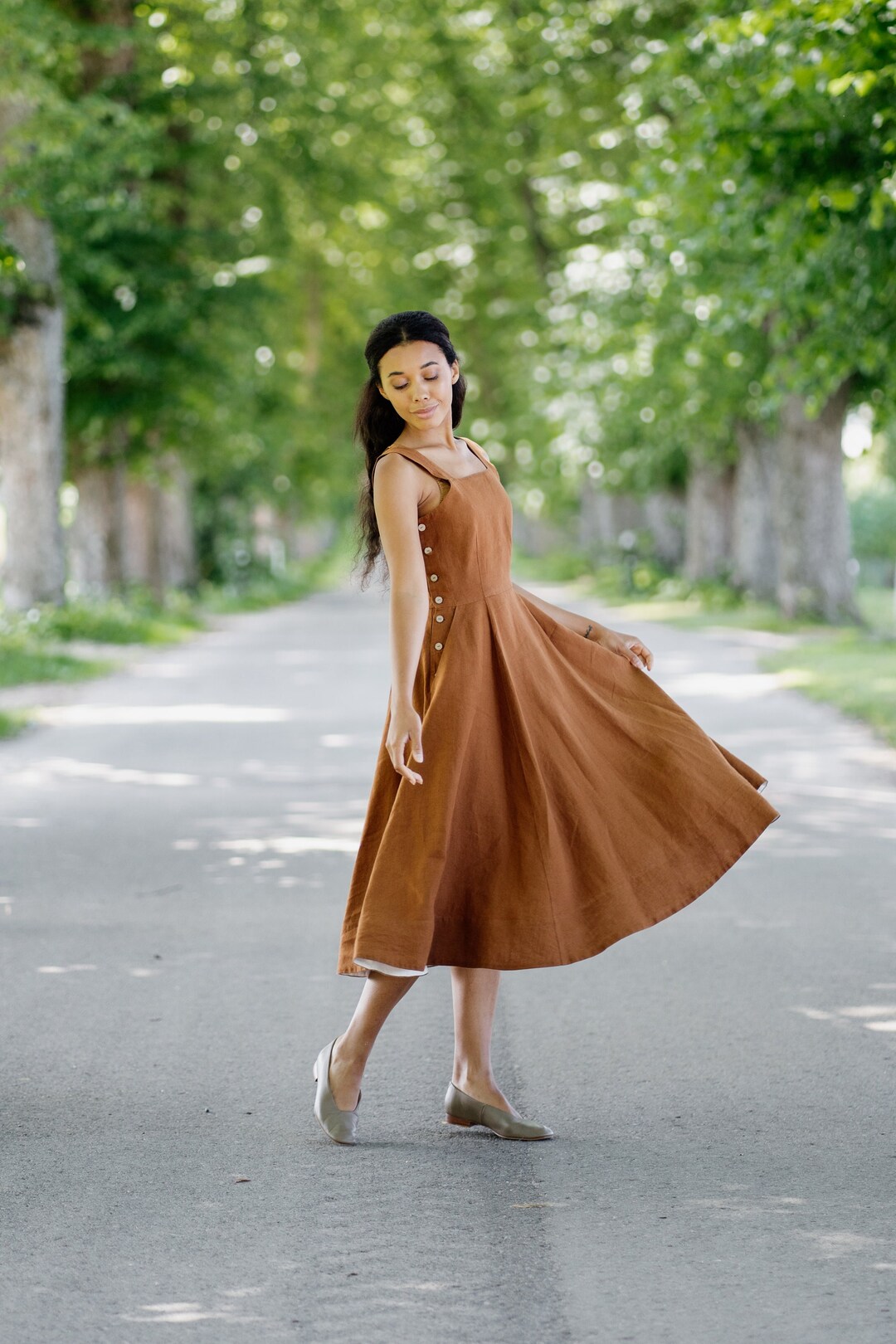 WOMEN'S PINAFORE DRESS Long Linen Dress Summer Etsy