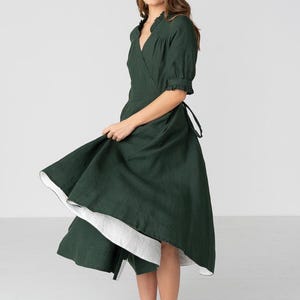 Evergreen Wrap Darcy Dress with Short Sleeves image 4