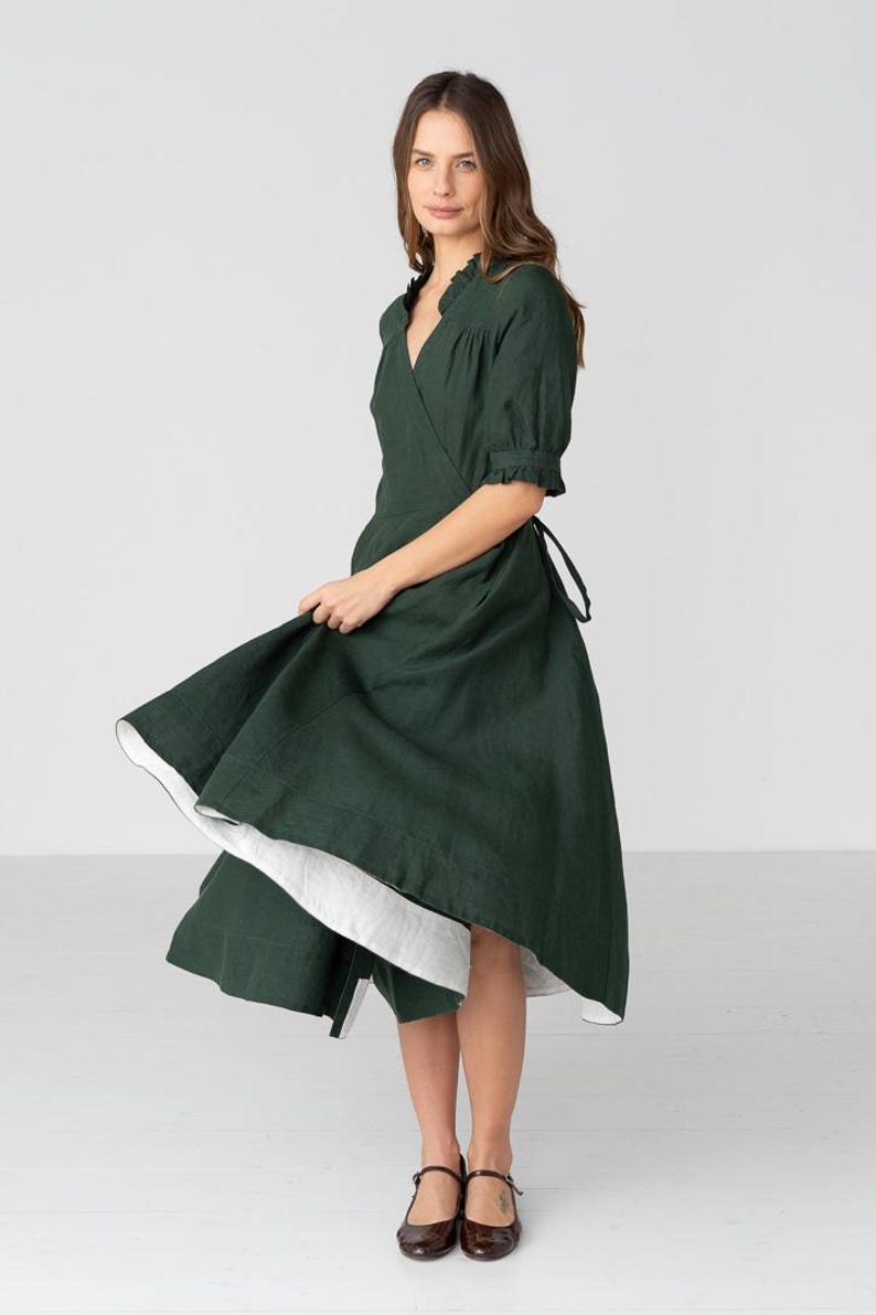 Evergreen Wrap Darcy Dress with Short Sleeves image 4