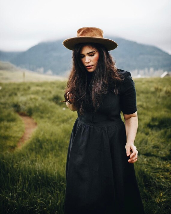 CLASSIC DRESS Black Linen Dress Perfect 